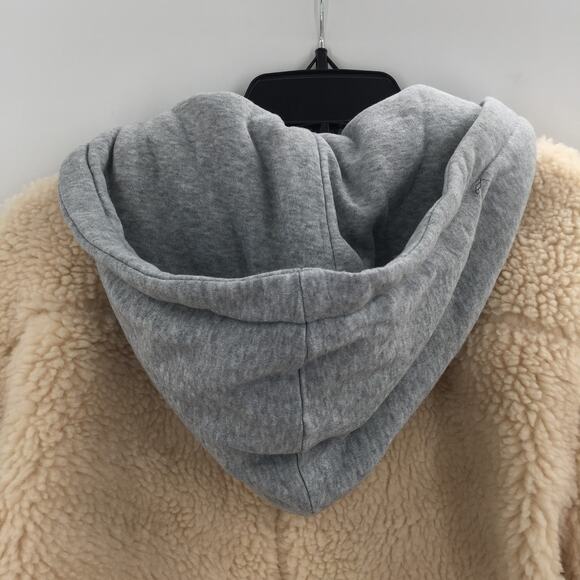 BP. NWT Hooded Tan Memoir Teddy Coat Jacket  Button Up Size XS gray removable - Picture 6 of 15